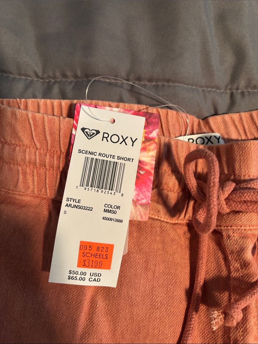 Roxy Washed Coral Drawstring Frayed-Hem Shorts - Picture 3 of 5